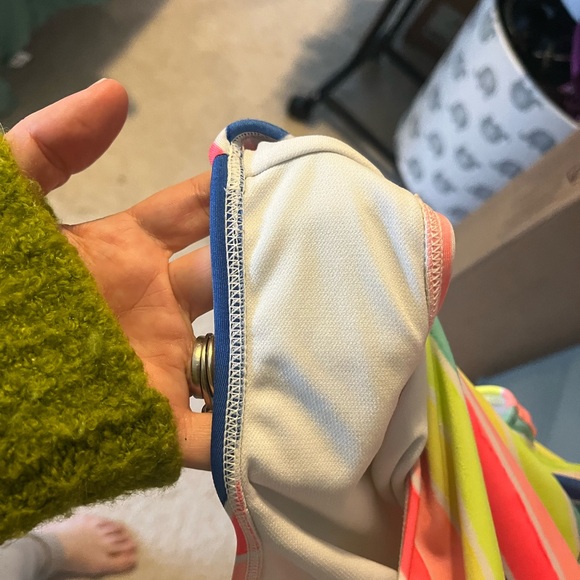 Cat & Jack Neon Pink Girls Swim Top with Rainbow Trim - Picture 4 of 4